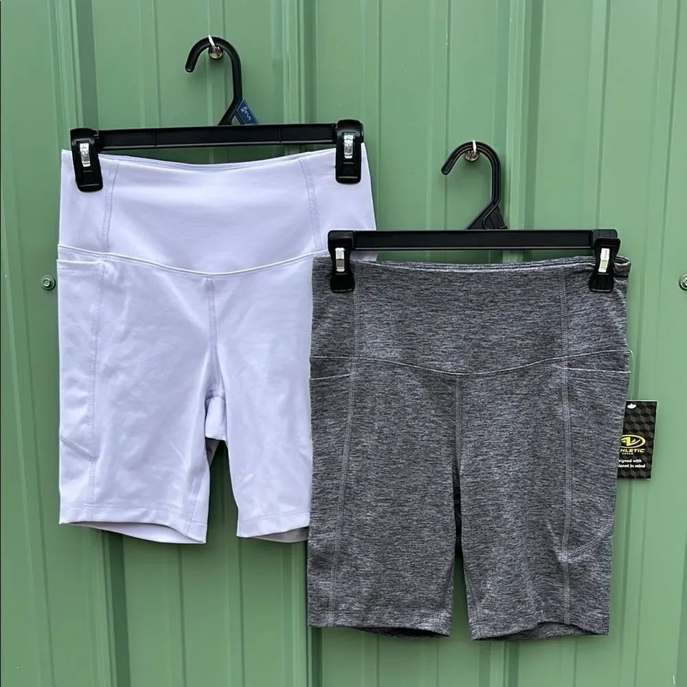 Women’s High Rise Athletic Bike Shorts 2-Pack Size XS
